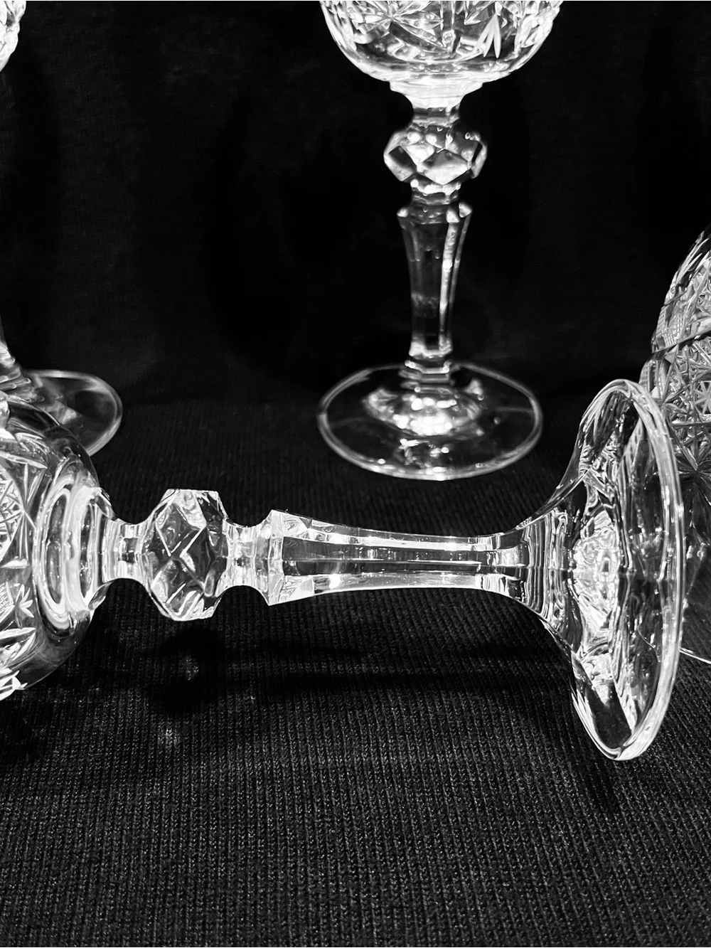Vintage Bohemia Czech Crystal Water Goblets Set of 5 Cut Crystal 7-1/8”